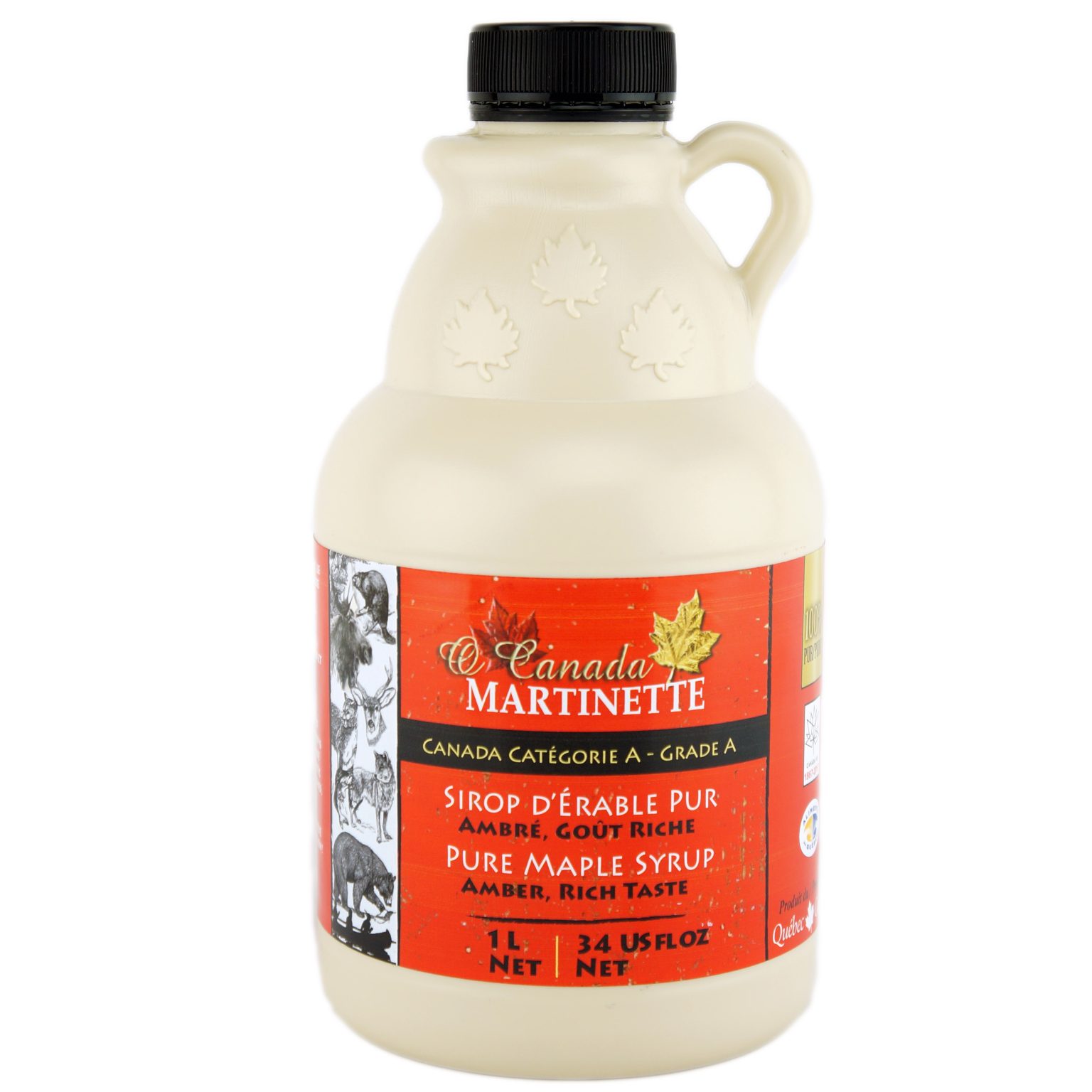 O Canada Pure Maple Syrup Amber Rich Taste 1l Jug La Ferme Martinette 1147