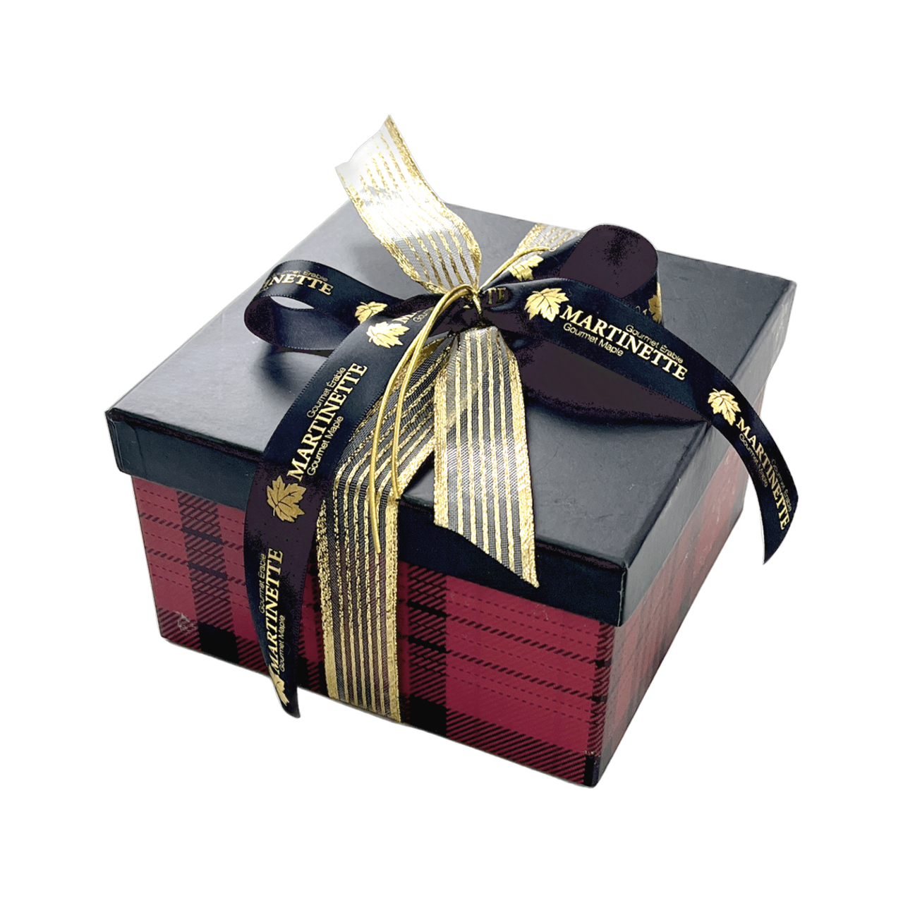 Plaid box 6x6x4 black ribbon | La Ferme Martinette